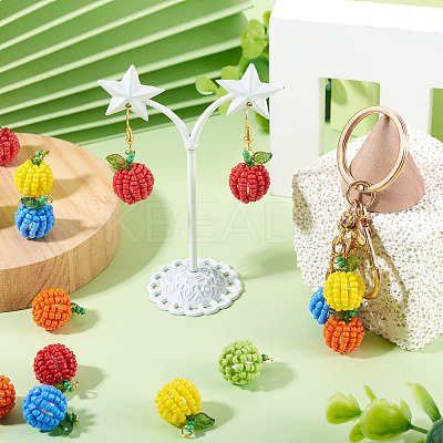 10Pcs 5 Styles Glass Seed Beaded Fruit Pendants PALLOY-TA00221-1