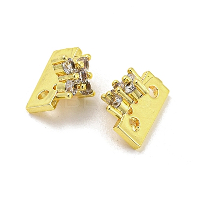 Rack Plating Brass Micro Pave Clear Cubic Zirconia Connector Charms KK-F864-06G-1
