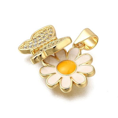 Rack Plating Brass Micro Pave Cubic Zirconia Pendants ZIRC-F142-26G-1