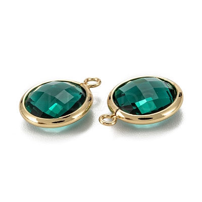 Brass Glass Charms KK-C223-05G-1