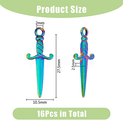 16Pcs Ion Plating(IP) 201 Stainless Steel Pendants STAS-DC0014-69-1