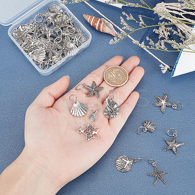 40Pcs 10 Style Tibetan Style Alloy Pendants FIND-PH0003-12-1