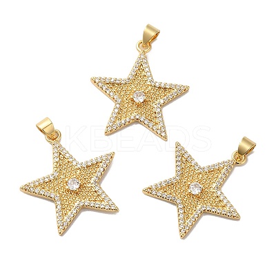 Rack Plating Brass Pave Cubic Zirconia Pendants KK-O142-52G-1
