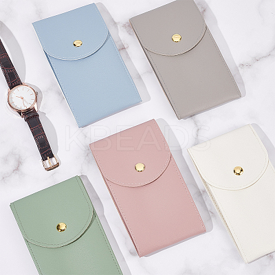 5Pcs 5 Colors Rectangle Imitation Leather Single Watch Storage Bag ABAG-NB0002-02-1