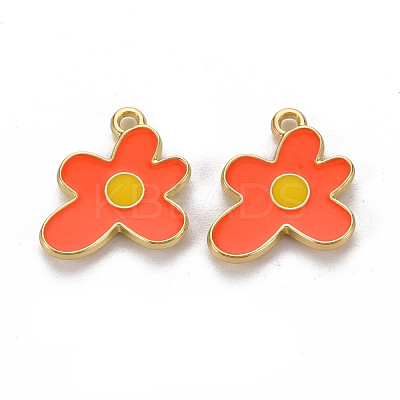 Rack Plating Light Gold Alloy Enamel Pendants ENAM-Q444-013B-RS-1