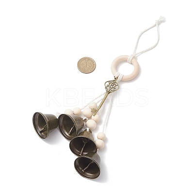 Iron Bell & Alloy Key Pendant Decorations HJEW-JM03587-1