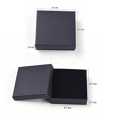 Kraft Cotton Filled Cardboard Paper Jewelry Set Boxes LS-X1-CBOX-G015-05-1
