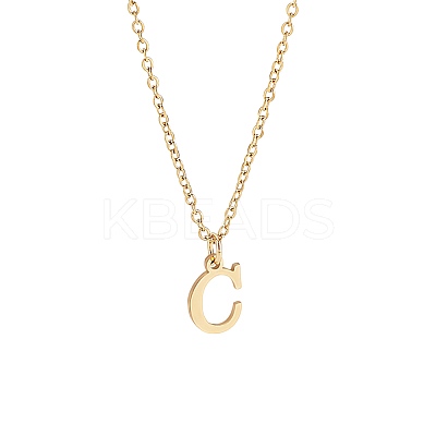 304 Stainless Steel Letter Pendant Necklaces NJEW-LP0001-53C-G-1