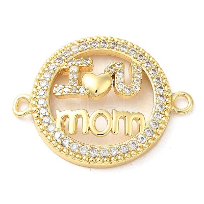 Brass Micro Pave Clear Cubic Zirconia Mama Connector Charms FIND-Z041-12B-1
