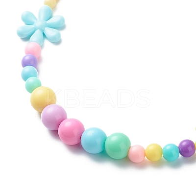 Flower Opaque Acrylic Stretch Kid Necklaces NJEW-JN03973-1