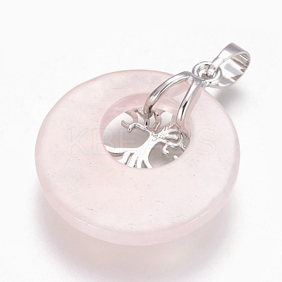 Natural Rose Quartz Pendants X-G-F573-C12-1