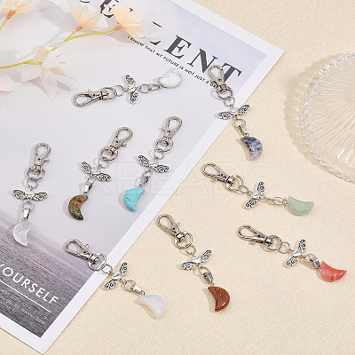 9Pcs 9 Style Gemstone Pendant Decorations HJEW-CA0001-38-1