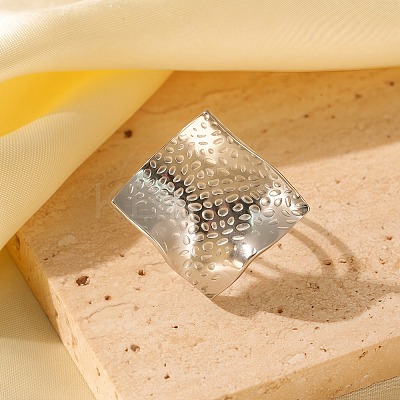Adjustable 304 Stainless Steel Cuff Rings for Women RJEW-B135-06P-1