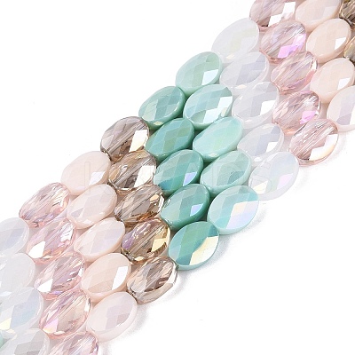 Electroplate Imitation Jade & Opaque & Transparent Glass Beads Strands EGLA-Q135-8x11MM-01C-1