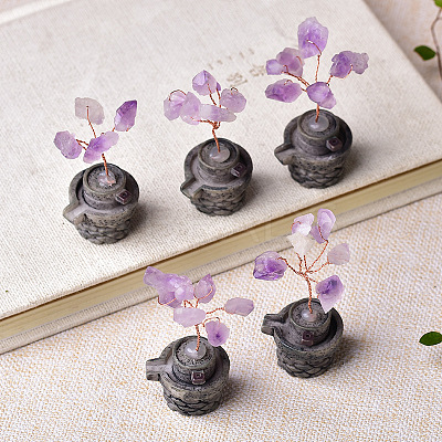 Natural Amethyst Chips Tree Decorations PW-WG51792-01-1