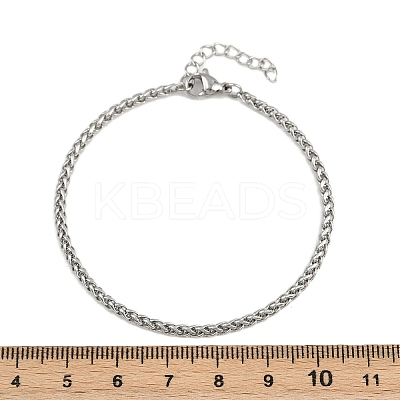 304 Stainless Steel Wheat Chain Bracelets for Unisex BJEW-K282-01B-P-1