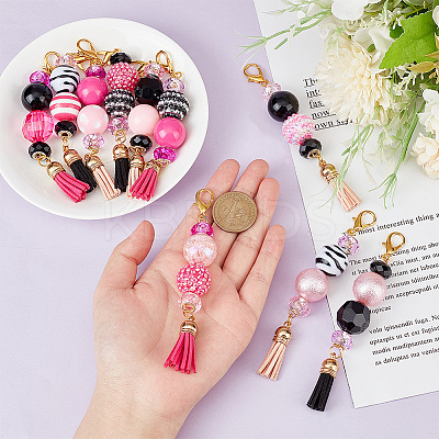 10Pcs 10 Styles Glass & Acrylic & Resin Beaded Pendant Decorations HJEW-AB00273-1