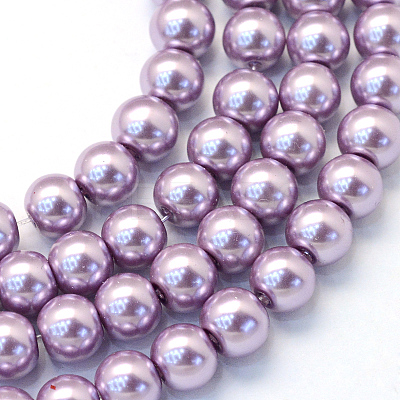 Baking Paint Pearlized Glass Pearl Round Bead Strands X-HY-Q330-8mm-44-1