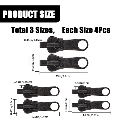 12Pcs 3 Style POM Replacement Zipper Sliders DIY-GF0007-57-1