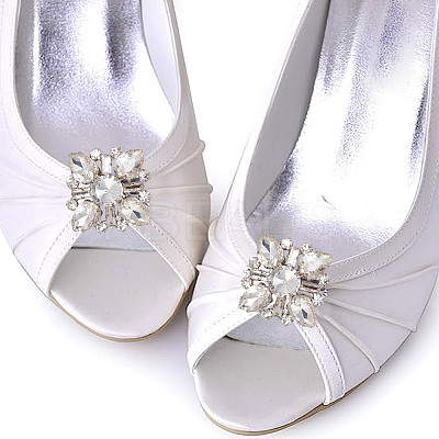 2 Pairs 2 Style Glass Rhinestone Shoe Decorations AJEW-AR0001-78B-1