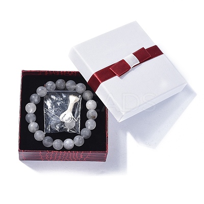 Natural Cloudy Quartz Beads Stretch Bracelets BJEW-JB04173-02-1