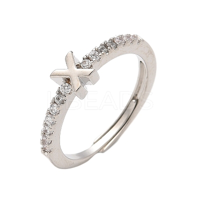 S925 Sterling Silver Adjustable Letter Rings for Women RJEW-M068-01P-X-1