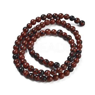 Round Natural Mahogany Obsidian Beads Strands G-N0120-20-4mm-1