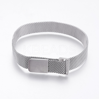 Tarnish Resistant 430 Stainless Steel Mesh Bracelet Making MAK-L021-01P-1