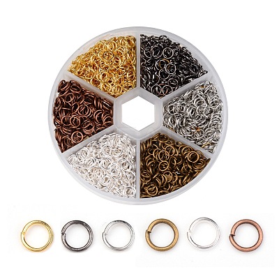 1 Box 6 Color Iron Open Jump Rings IFIN-JP0012-5mm-1