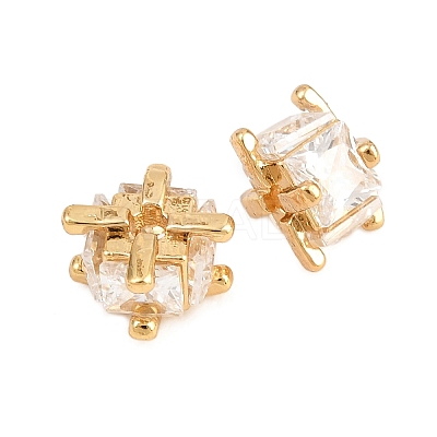 Brass Clear Cubic Zirconia Beads KK-B186-21A-G-1