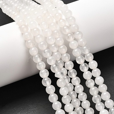 Natural White Jade Round Bead Strands X-G-P072-08-6mm-1