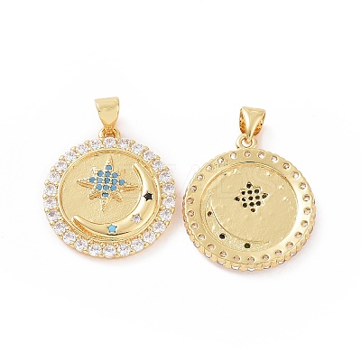 Brass Micro Pave Cubic Zirconia Pendants ZIRC-P106-30G-1