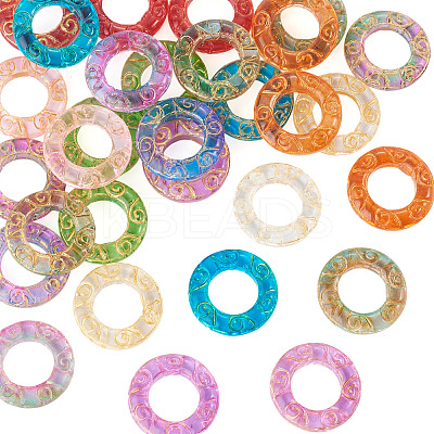 40Pcs 10 Colors Baking Paint and Golden Metal Enlaced Glass Beads DGLA-TA0001-65-1