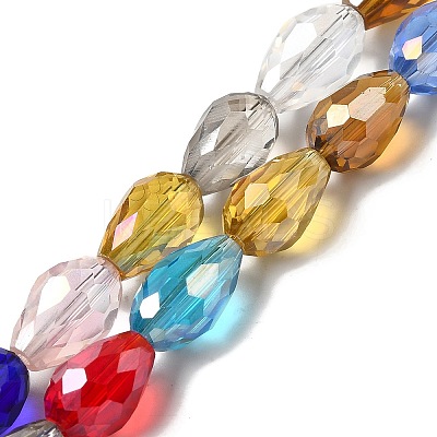 Electroplate Glass Beads Strands X-EGLA-D015-12x8mm-38-1