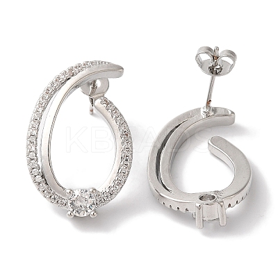 Brass Micro Pave Clear Cubic Zirconia Stud Earrings for Women EJEW-A110-04P-1