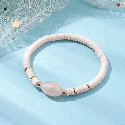 Polymer Clay Heishi Surfer Stretch Bracelet BJEW-JB10153-03-1