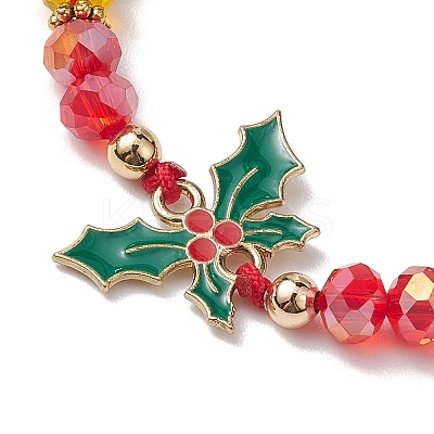 Christmas Glass Braided Bead Bracelets BJEW-JB10892-03-1