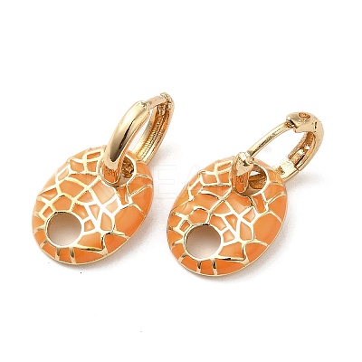 Oval Real 18K Gold Plated Brass Dangle Hoop Earrings EJEW-L268-007G-06-1
