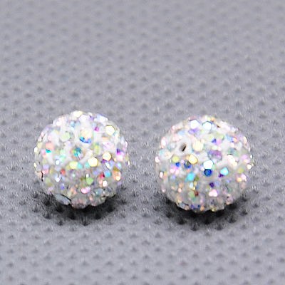 Round Polymer Clay Czech Glass Rhinestone Beads RB-D289-8mm-101-1