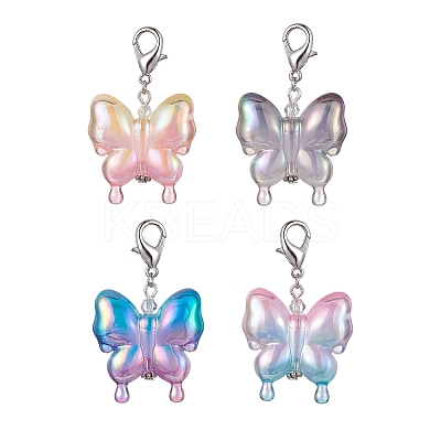 4Pcs Acrylic Butterfly Pendant Decorations HJEW-JM01594-1