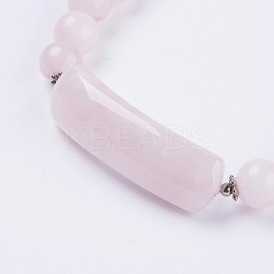 Natural Rose Quartz Stretch Bracelets BJEW-F308-34D-1
