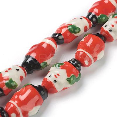 Handmade Porcelain Christmas Santa Claus Beads Strands PORC-G006-18-1