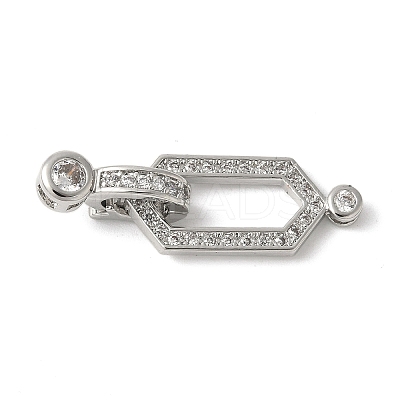 Brass Pave Clear Cubic Zirconia Fold Over Clasps KK-M320-26P-1