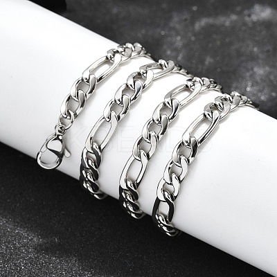 Tarnish Resistant Trendy Unisex 304 Stainless Steel Figaro Chain Necklaces STAS-E063-08-1