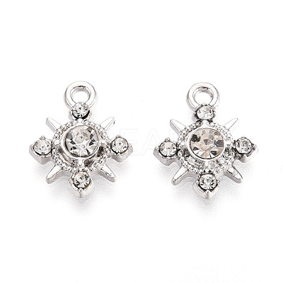 Rack Plating Alloy and Rhinestone Pendants PALLOY-T090-47P-1
