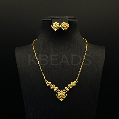 Brass Pendant Necklaces & Stud Earrings for Women FS-WGBE006-04-1