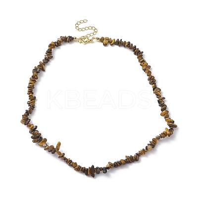 Natural Tiger Eye Chip Beaded Necklace NJEW-JN04616-08-1