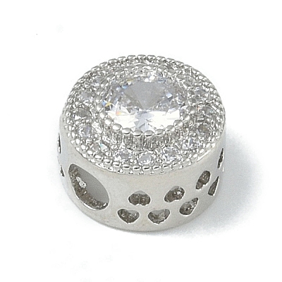 Rack Plating Brass Micro Pave Clear Cubic Zirconia Beads KK-A220-05P-1