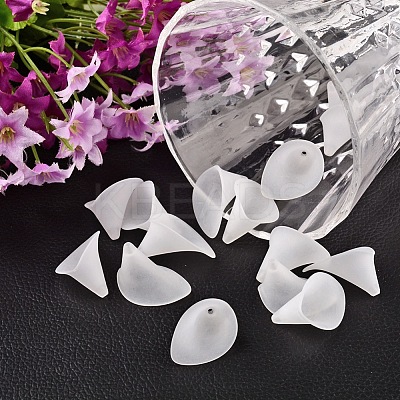 Frosted Acrylic Calla Lily Flower Beads for Chunky Necklace Jewelry X-PAF011Y-1-1