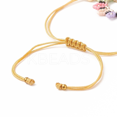 Glass Seed Sunflower Braided Bead Bracelet BJEW-MZ00023-1